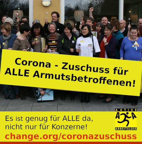 Memebanner: Coronazuschuss für alle Armutsbetroffenen!